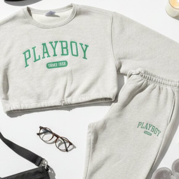 PacSun Tops - PacSun Heather Gray Lounge Set with Green Playboy Logo